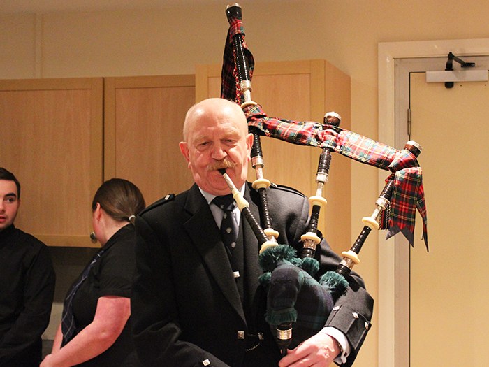 Guests were treated to a bagpipe performance